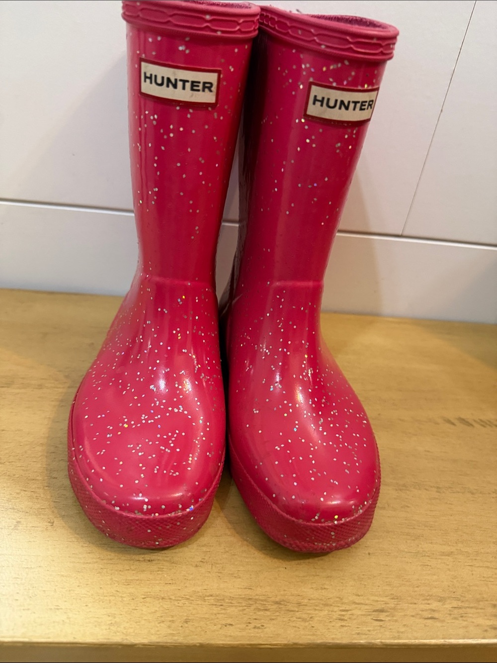 Hunter Hot Pink Glitter Rain Boots